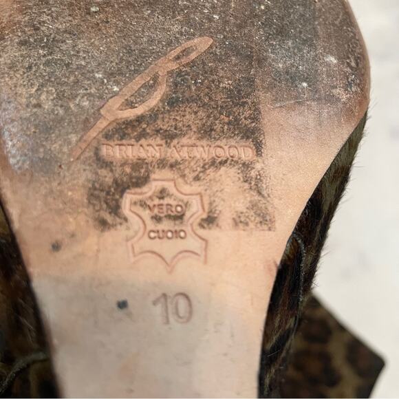 Brian Atwood Bellaria Leopard Print Fur Wedge Ankle Booties Sz 10 - Picture 9 of 11